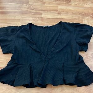 ruffle deep v crop top